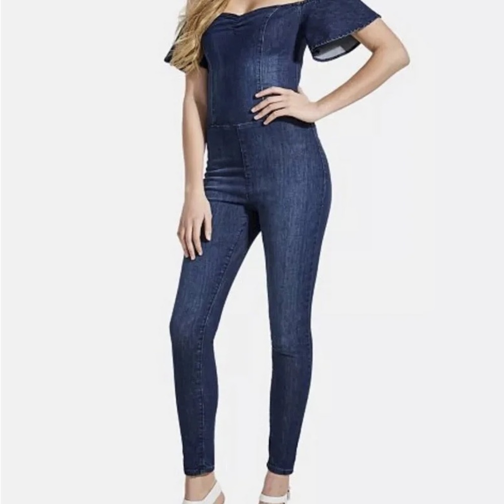 Guess Denim Zipper Jumpsuit